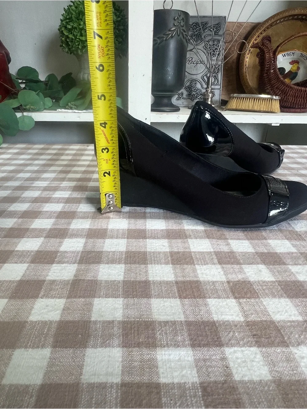 Anne Klein black wedge shoes 7.5